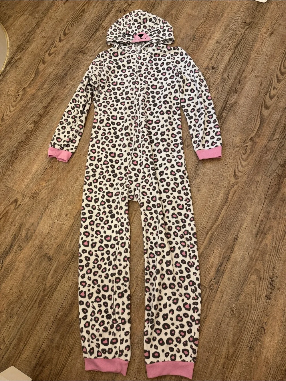 Carter's Pink and Cream Leopard-Print Hooded Footie